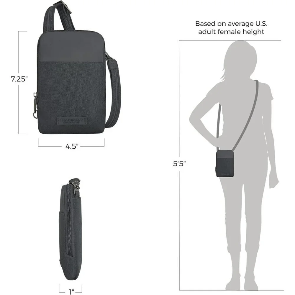 Women's Gray Heather Polyester Anti-Theft Metro Stadium Mini Imported Zipper